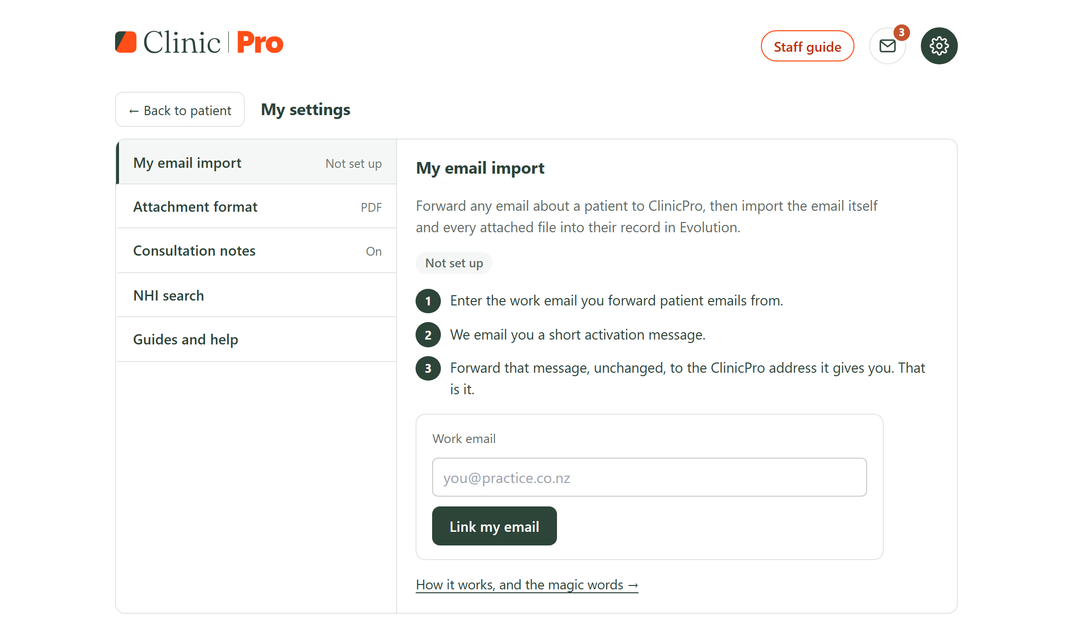 My email import, not set up yet