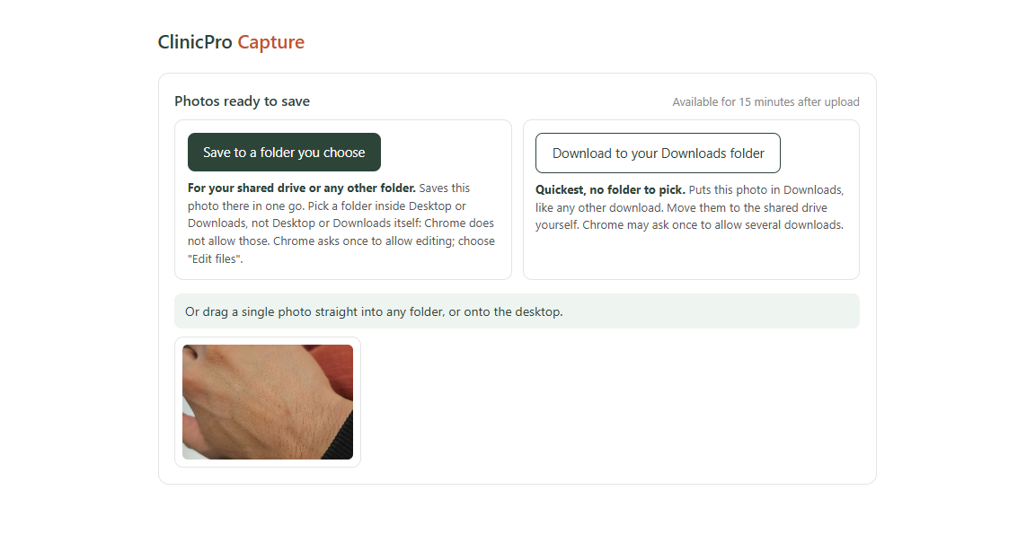 The Chrome page: photos ready to save
