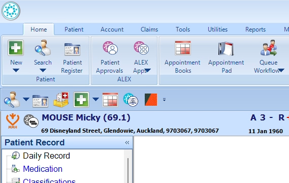 The ClinicPro icon in the Quick Access Toolbar